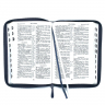 БИБЛИЯ 076 ZTI Надпись "Библия", вензель, кожа, цвет темно-синий, молния, индексы, зол. обрез, две закладки /175x245 мм/