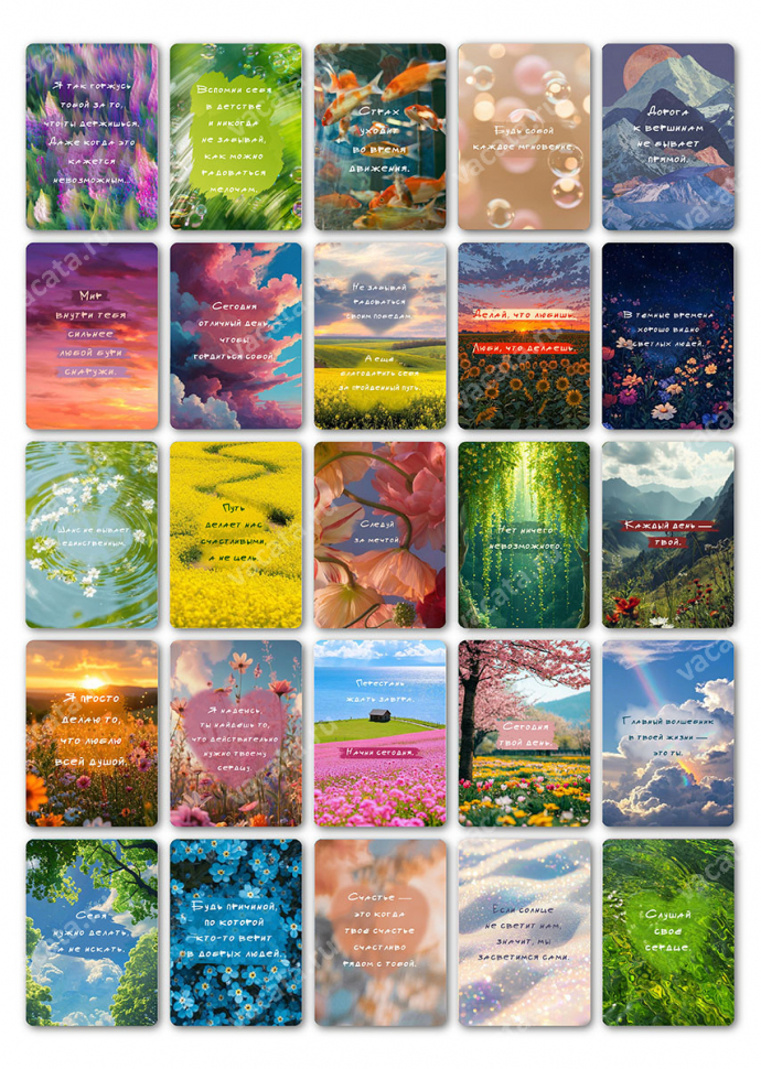 Мотивационные мини-открытки "СЛЕДУЙ ЗА МЕЧТОЙ" /25 шт/