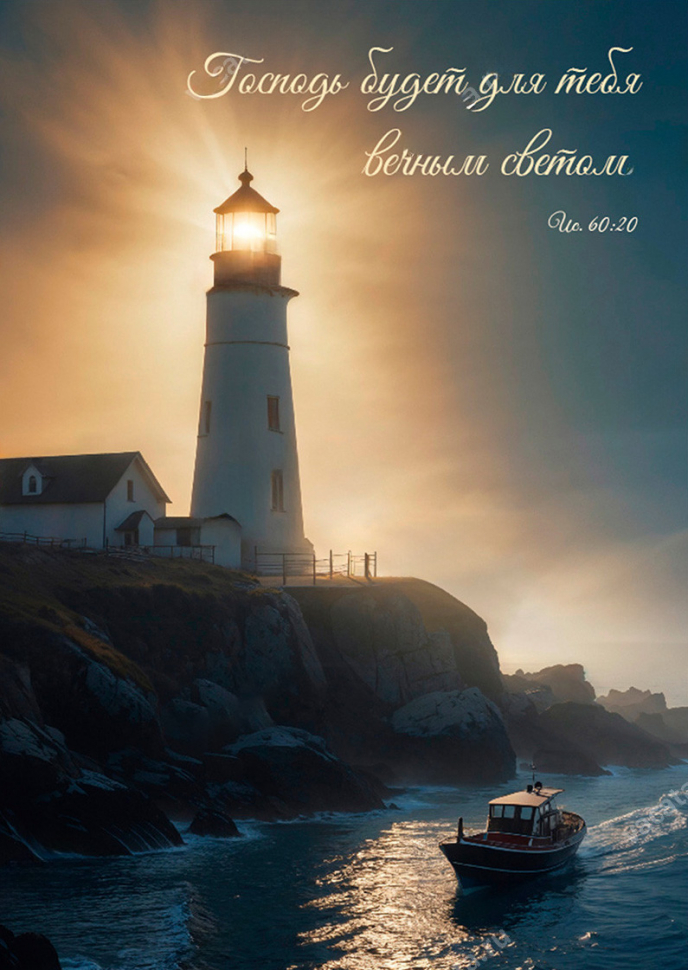 Открытка одинарная 10x15: Вечный свет /софт-тач/