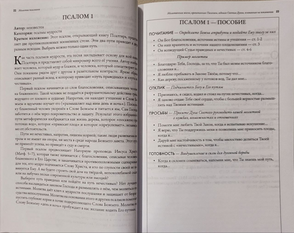 Уценка! МОЛИТВА ПСАЛМАМИ. Молитвенная жизнь, пропитанная Писанием, ведомая Святым Духом, основанная на поклонении. Часть 1. Псалмы 1-40