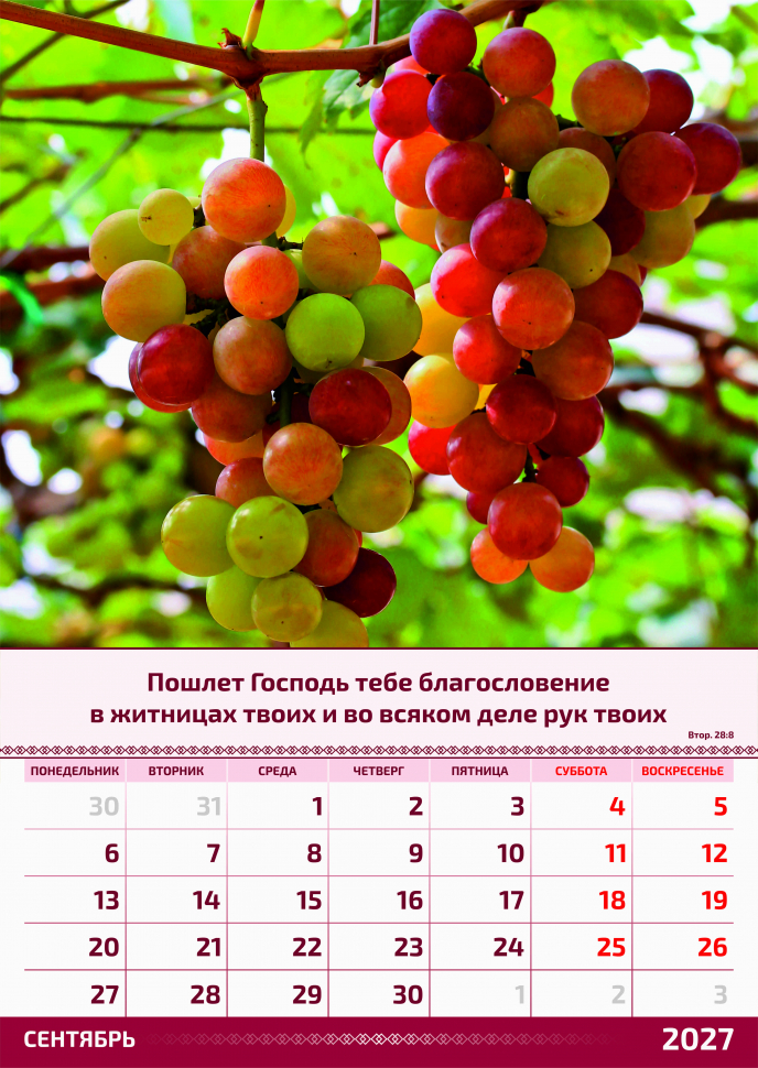 Перекидной календарь 2027: Слово Божье в каждый дом. 6 листов /Акварель/
