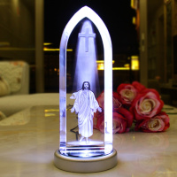 Cтелла с 3D лазерной гравировкой в закаленном стекле: «ВОЗНЕСЕНИЕ ИИСУСА» /c подсветкой/