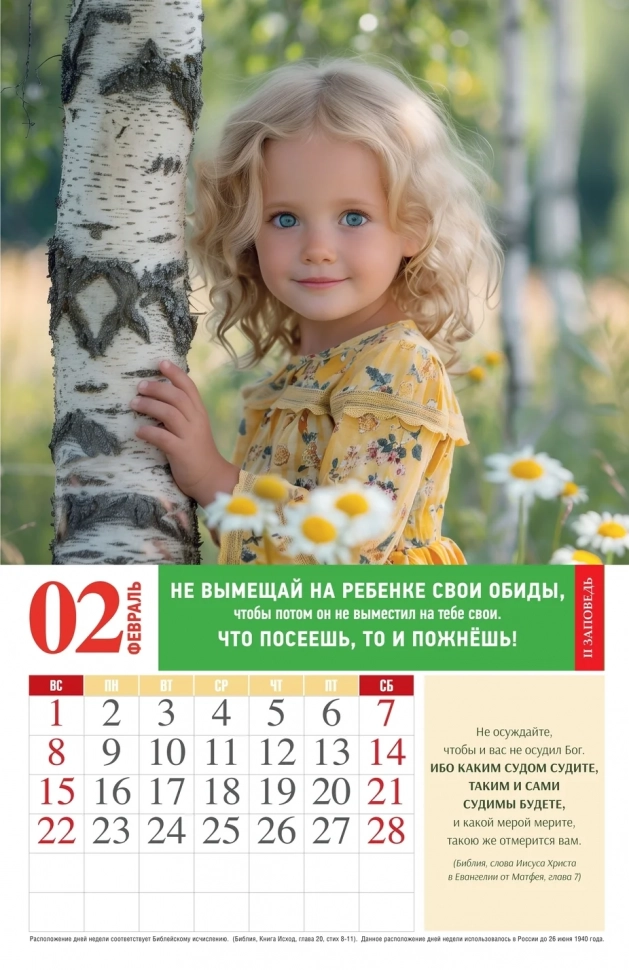 Перекидной календарь 2026: Заботливые родители