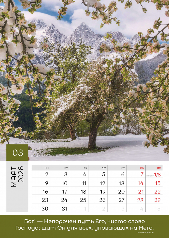 Перекидной календарь 2026: Слово Божье в каждый дом. 6 листов /Библейская лига/