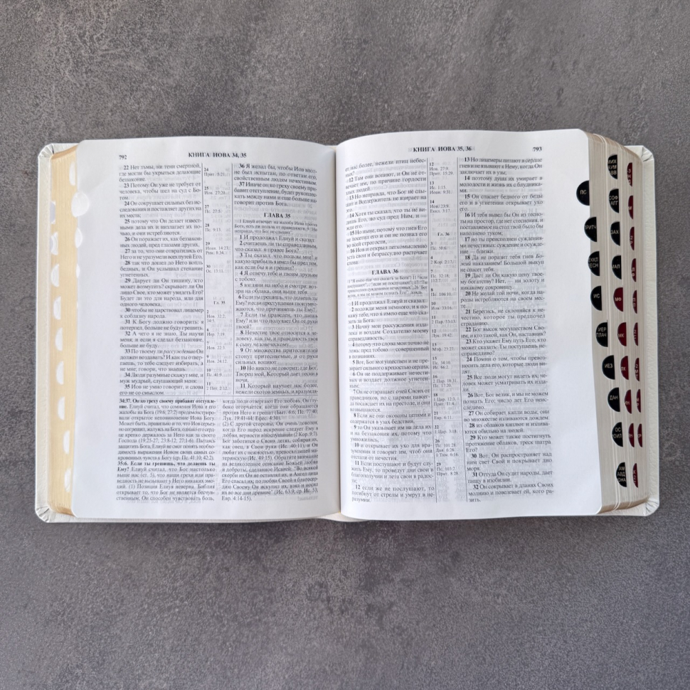 БИБЛИЯ С КОММЕНТАРИЯМИ 065 TI. "Полноценная жизнь". Белый цвет, кожа, индексы, две закладки, цветные карты /220х170/