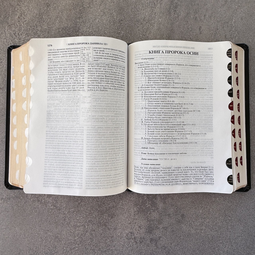 БИБЛИЯ С КОММЕНТАРИЯМИ 065 TI. "Полноценная жизнь". Черный цвет гладкий, кожа, индексы, две закладки, цветные карты /220х170/