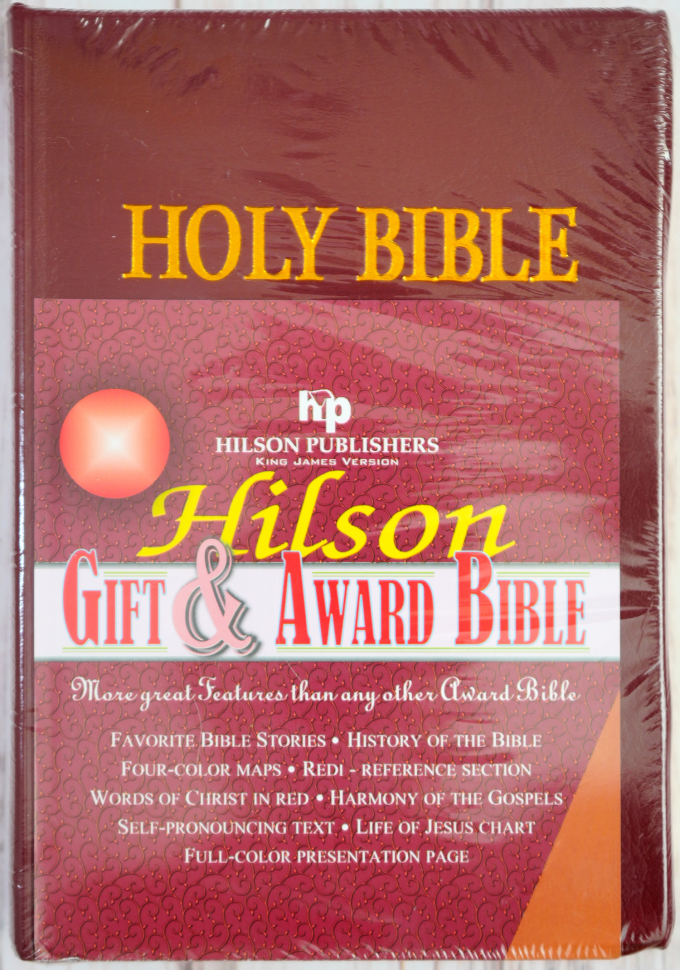 HOLY BIBLE. King James Version. Gift & Award Bible. Бордовый цвет. Библия Короля Иакова на английском языке. Словарь, карты, закладка, подарочная вкладка, слова Иисуса выделены красным /200х140/