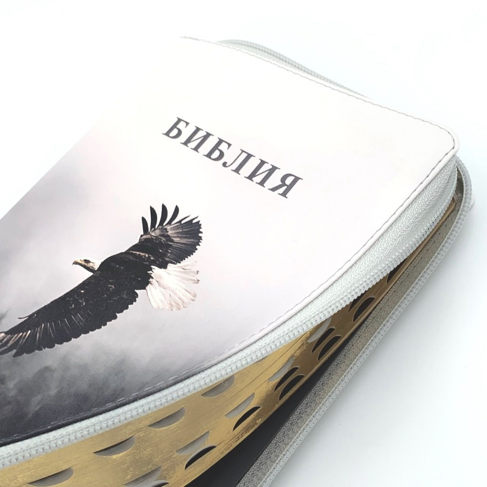 БИБЛИЯ 055 ZTI Цветная печать "Орел", кожа, молния, индексы, две закладки, золотой срез, параллельные места, крупный шрифт /143х220/