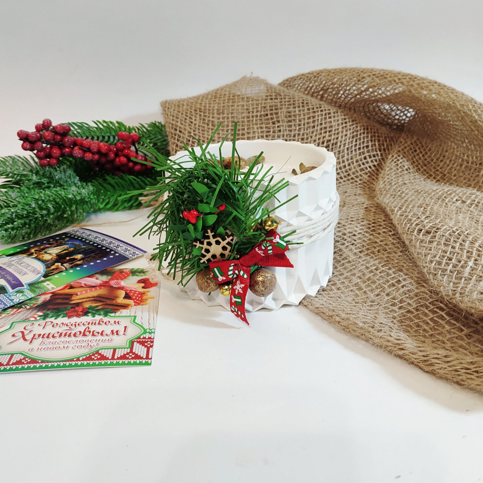 СВЕЧА В ГИПСОВОМ СТАКАНЕ "СНЕЖИНКА"