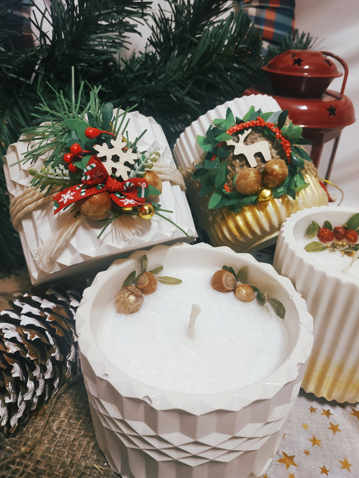 СВЕЧА В ГИПСОВОМ СТАКАНЕ "СНЕЖИНКА"