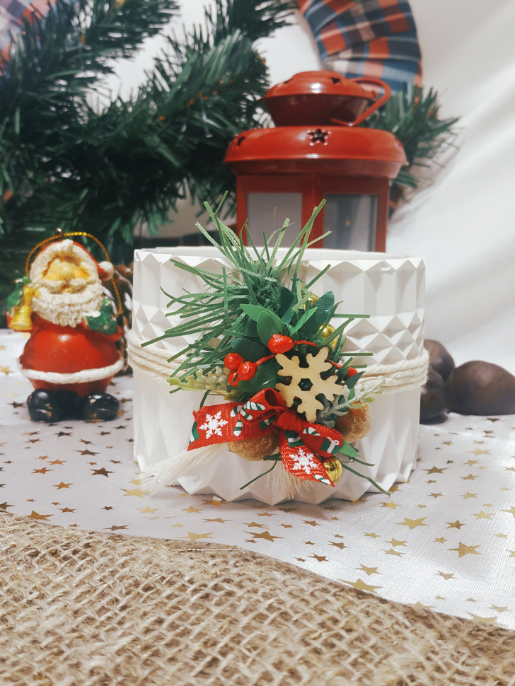 СВЕЧА В ГИПСОВОМ СТАКАНЕ "СНЕЖИНКА"