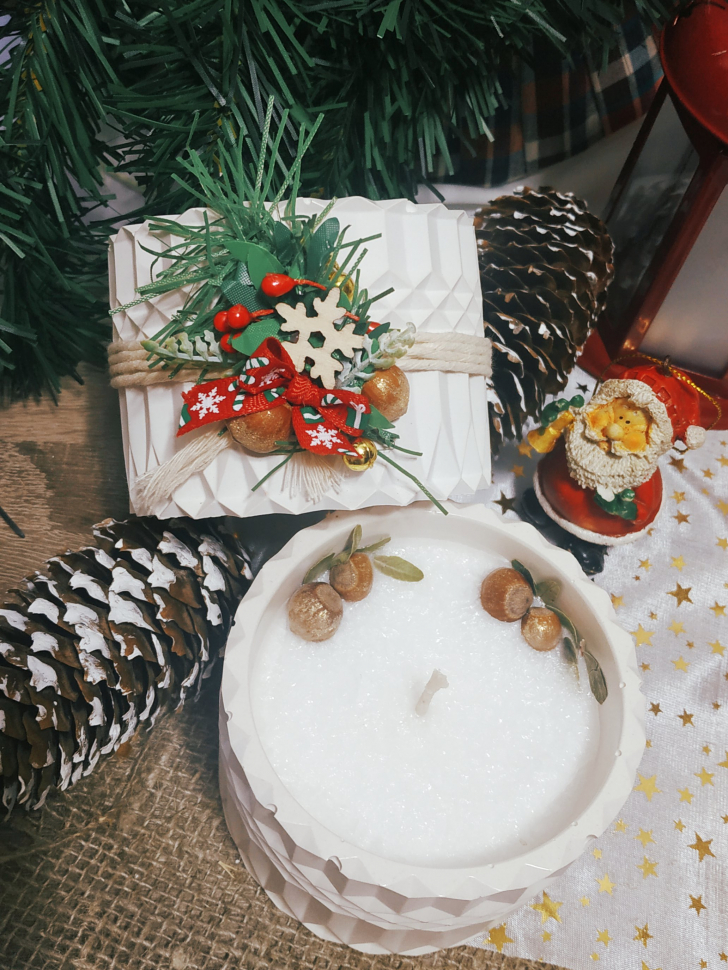 СВЕЧА В ГИПСОВОМ СТАКАНЕ "СНЕЖИНКА"